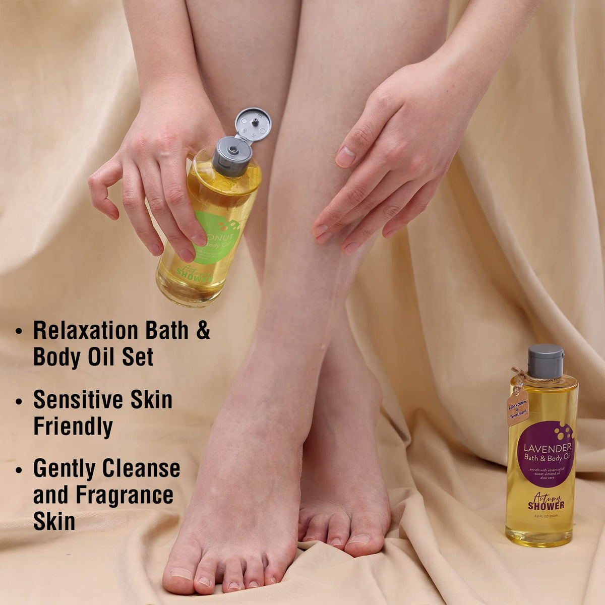 Autumn Shower close-up label highlighting ingredients and scent benefits for clarity