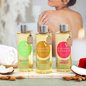 Autumn Shower rose water label detail highlighting fragrance and gentle-skin benefit