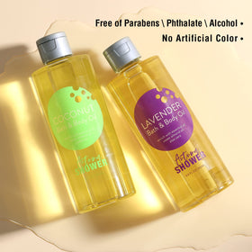 Autumn Shower next to hands showing 17.6 fl oz scale and generous volume benefit