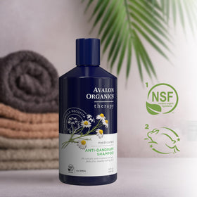 Avalon Organics 14 oz bottle next to common item for size reference