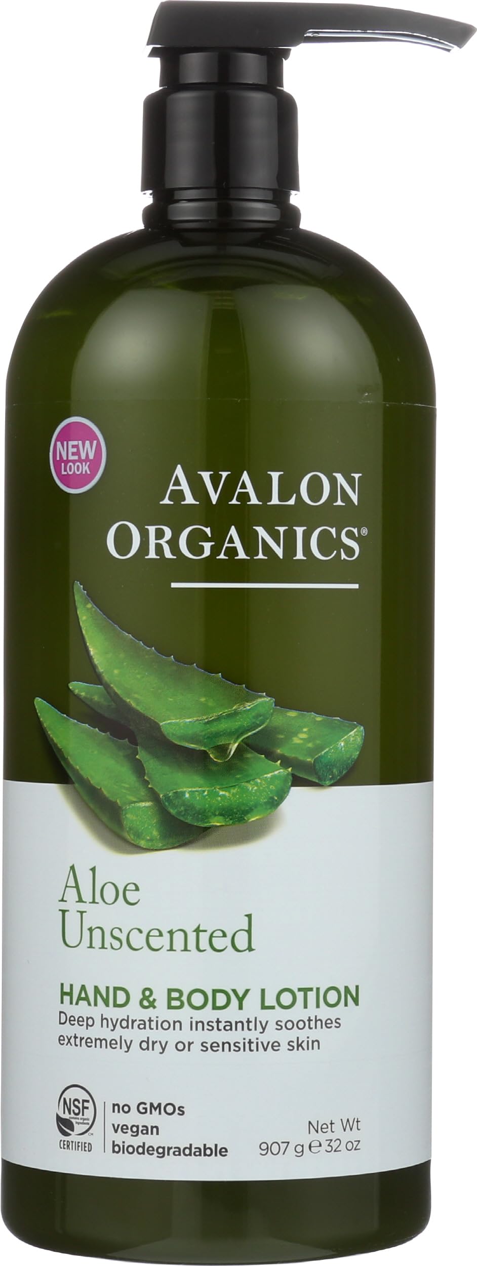 Avalon Organics front bottle showing 32 oz size and unscented benefit