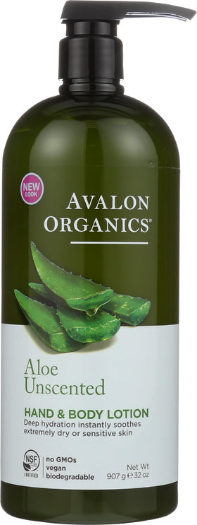 Avalon Organics front bottle showing 32 oz size and unscented benefit