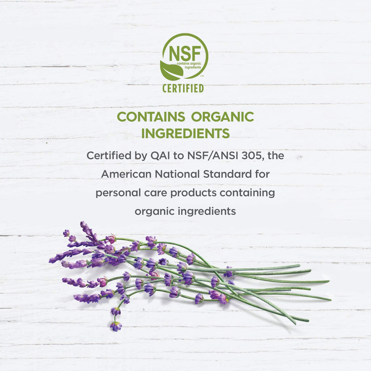 Avalon Organics label close-up showing certifications benefit: NSF and EWG transparency