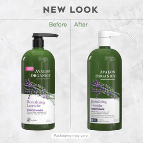 Avalon Organics bottle styled on bathroom shelf conveying natural, calming benefit