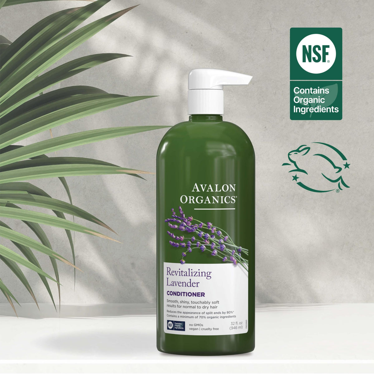 Avalon Organics 32 oz bottle next to everyday items showing size and value