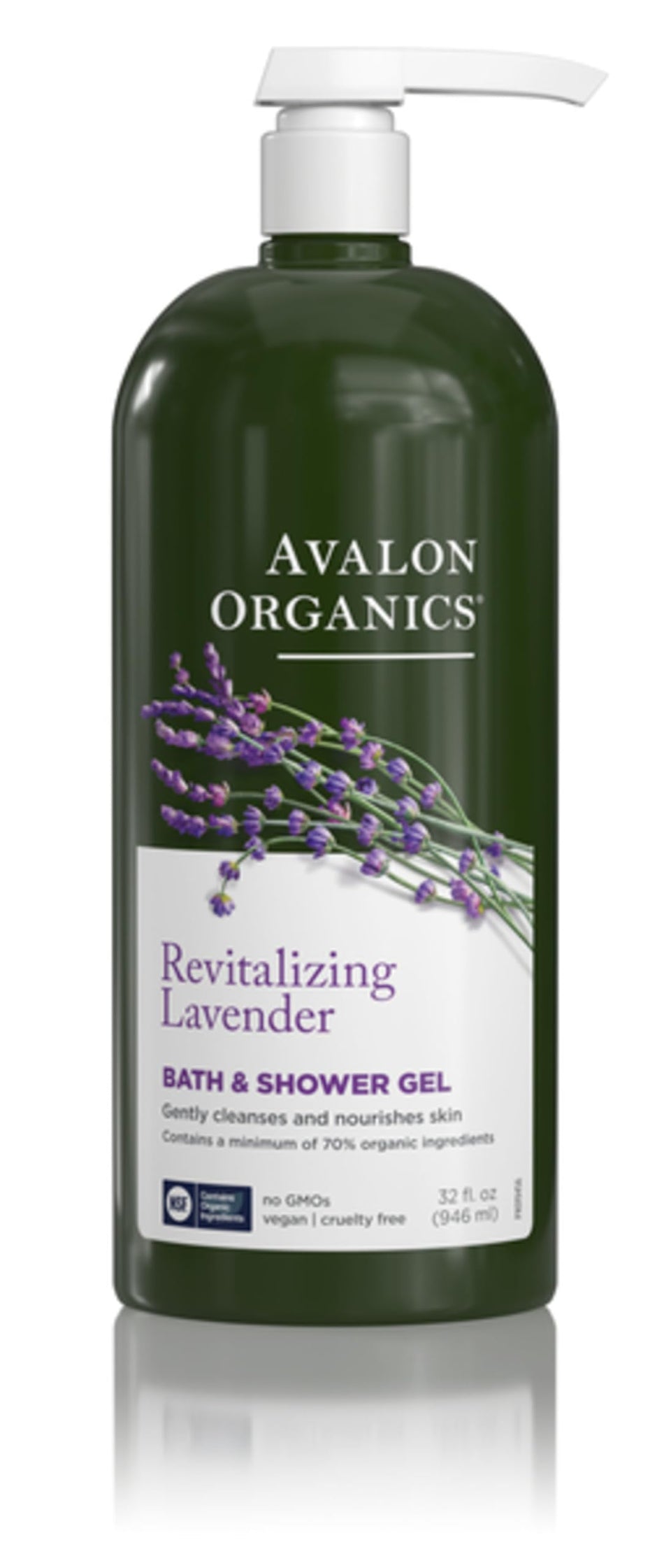 Avalon Organics front packaging showing lavender bottle and clean design benefit: clear ingredient visibility