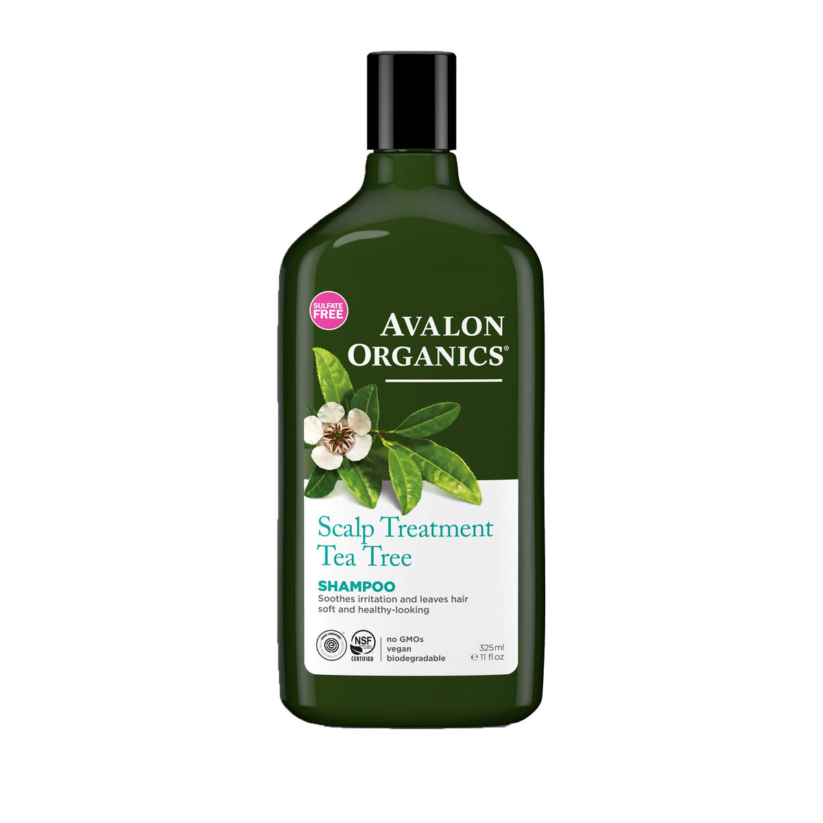 Avalon Organics front packaging showing two 11 oz bottles, clear organic labeling and benefits
