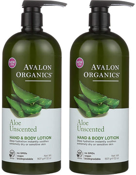 Avalon Organics front packaging showing two 32 oz bottles and product benefit