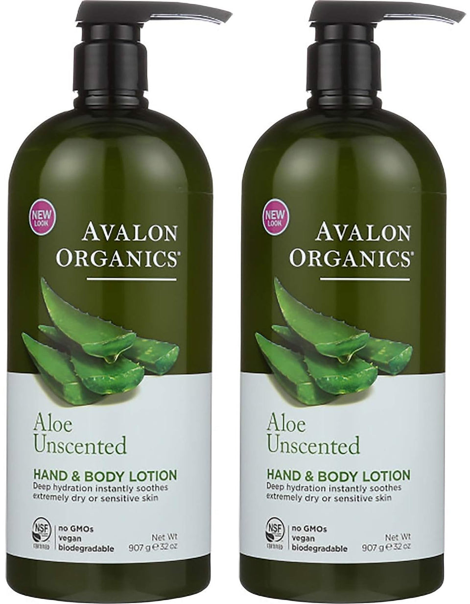 Avalon Organics front packaging showing two 32 oz bottles and product benefit