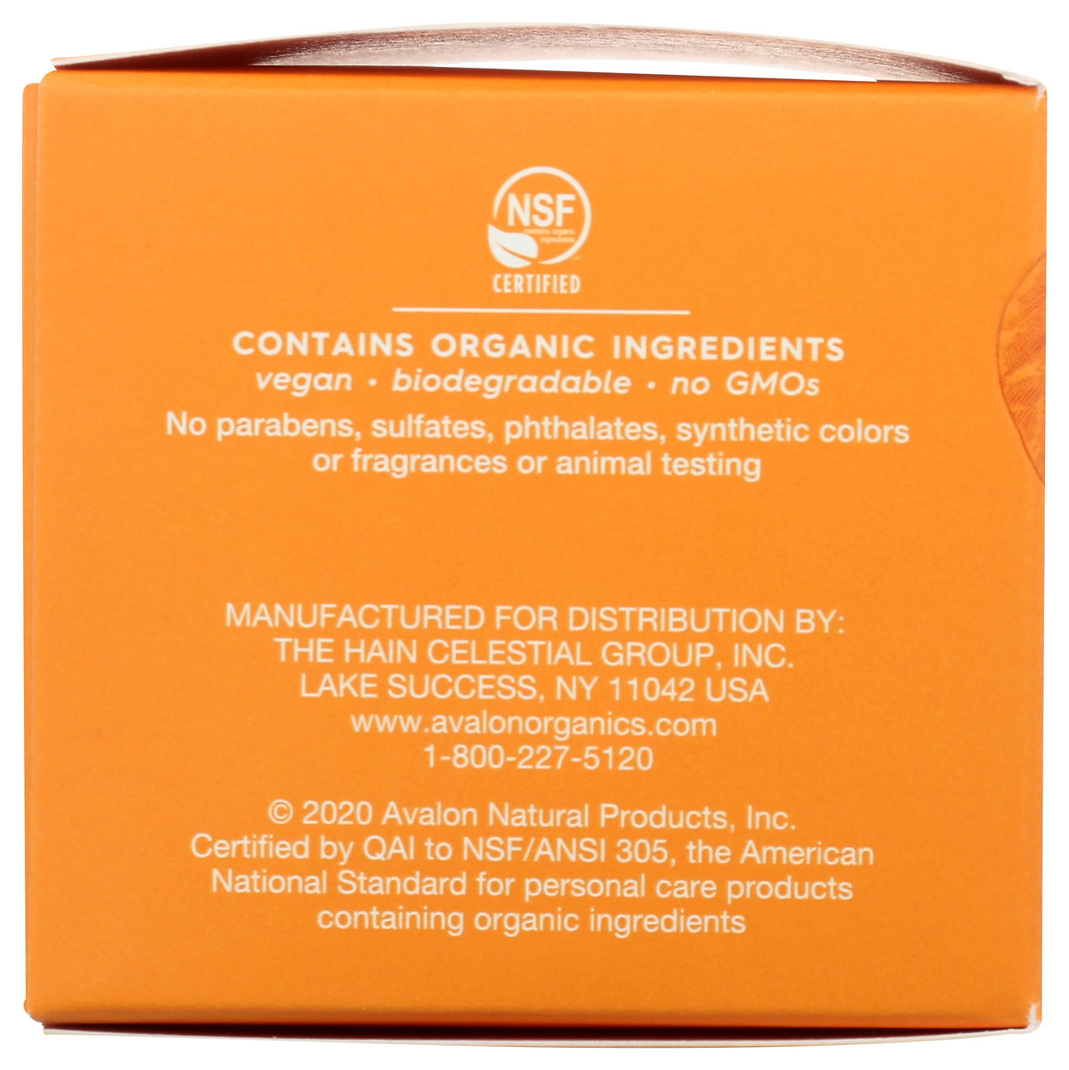 Avalon Organics label close-up showing ingredients and cruelty-free certification benefit