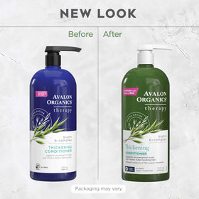 Avalon Organics bottle on bathroom shelf styling indicating natural, clean beauty