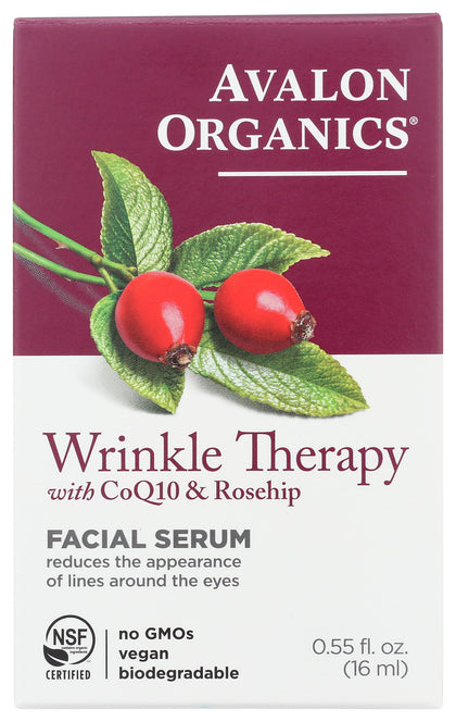 Avalon Organics front packaging showing the serum bottle and benefits