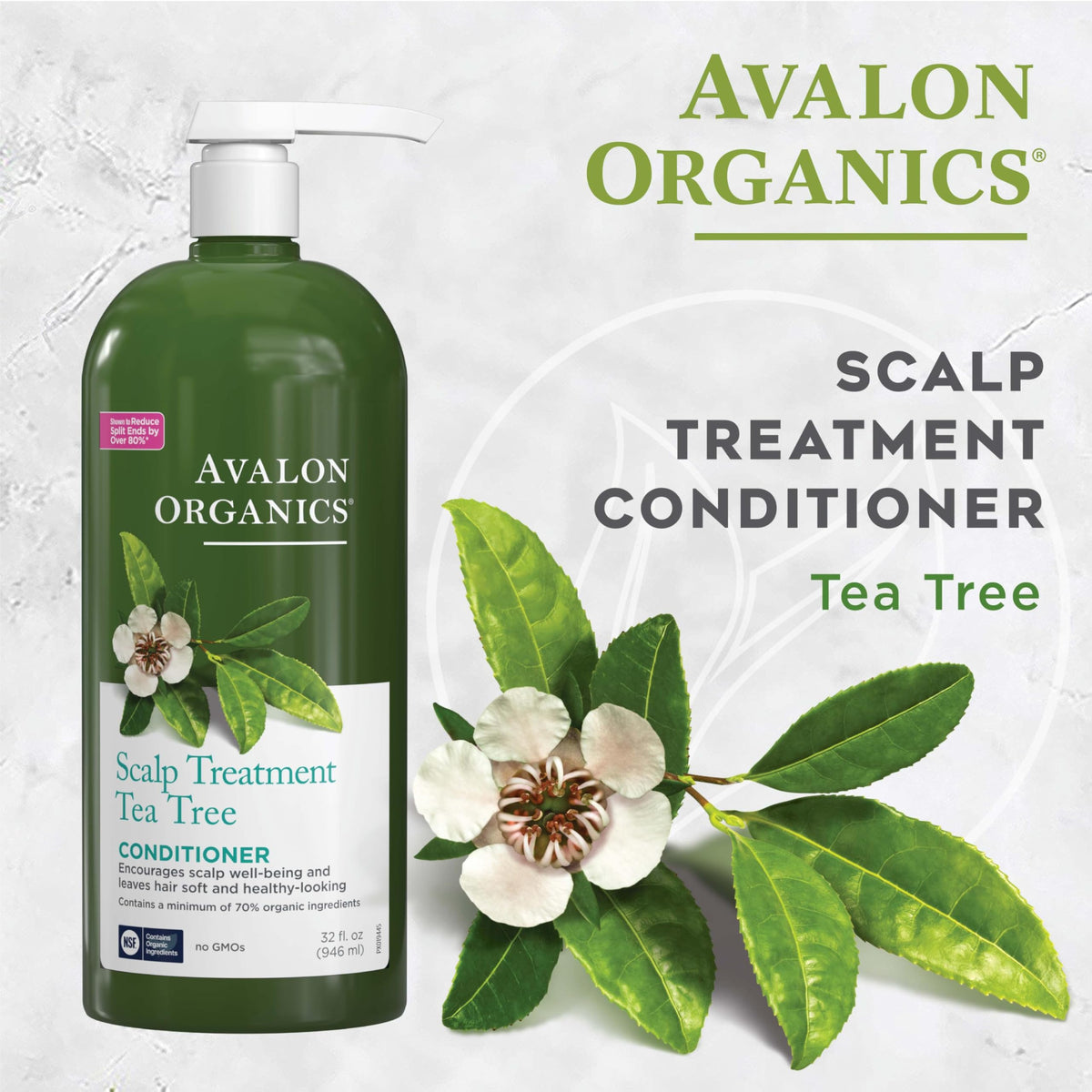 Avalon Organics in-shower lifestyle scene with person using conditioner for scalp care benefit