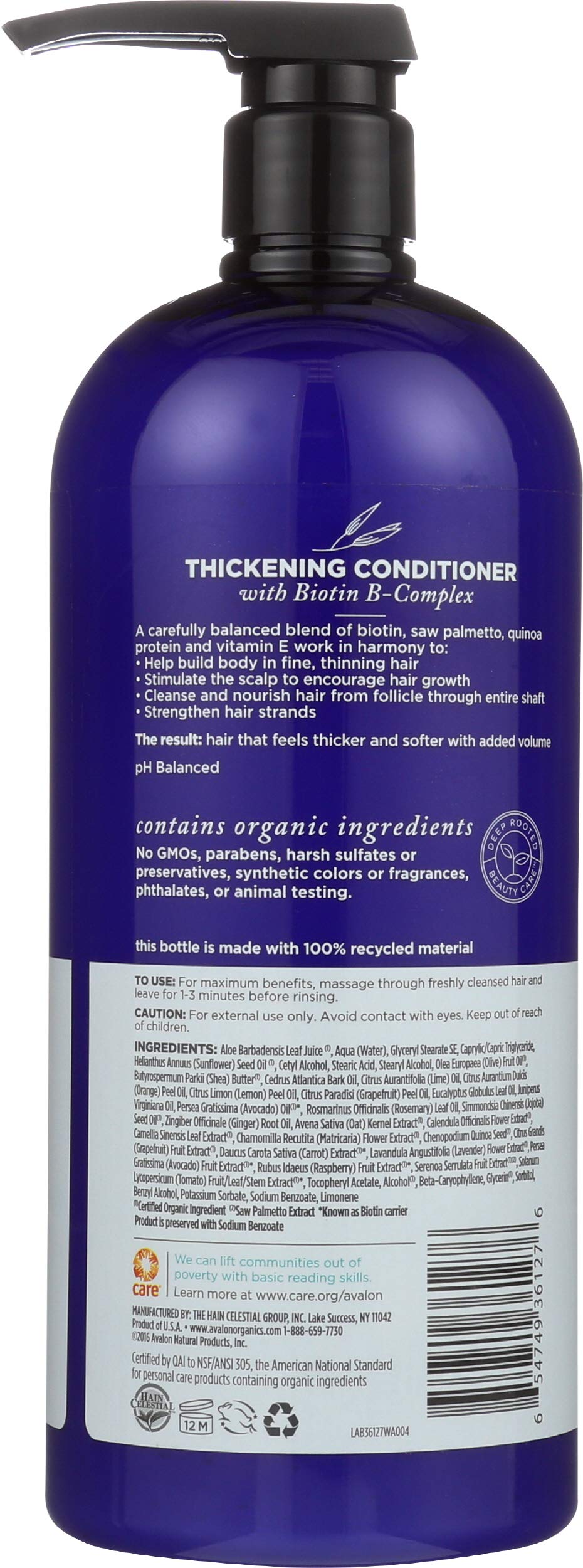 Avalon Organics pump close-up displaying easy dispensing and convenience