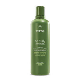 Aveda front packaging showing Be Curly co-wash and benefits
