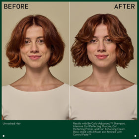Aveda Be Curly used with a diffuser to create defined, frizz-reduced curls and added volume