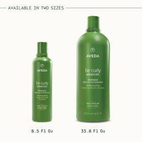 Aveda Be Curly in a bathroom routine scene illustrating everyday curl care