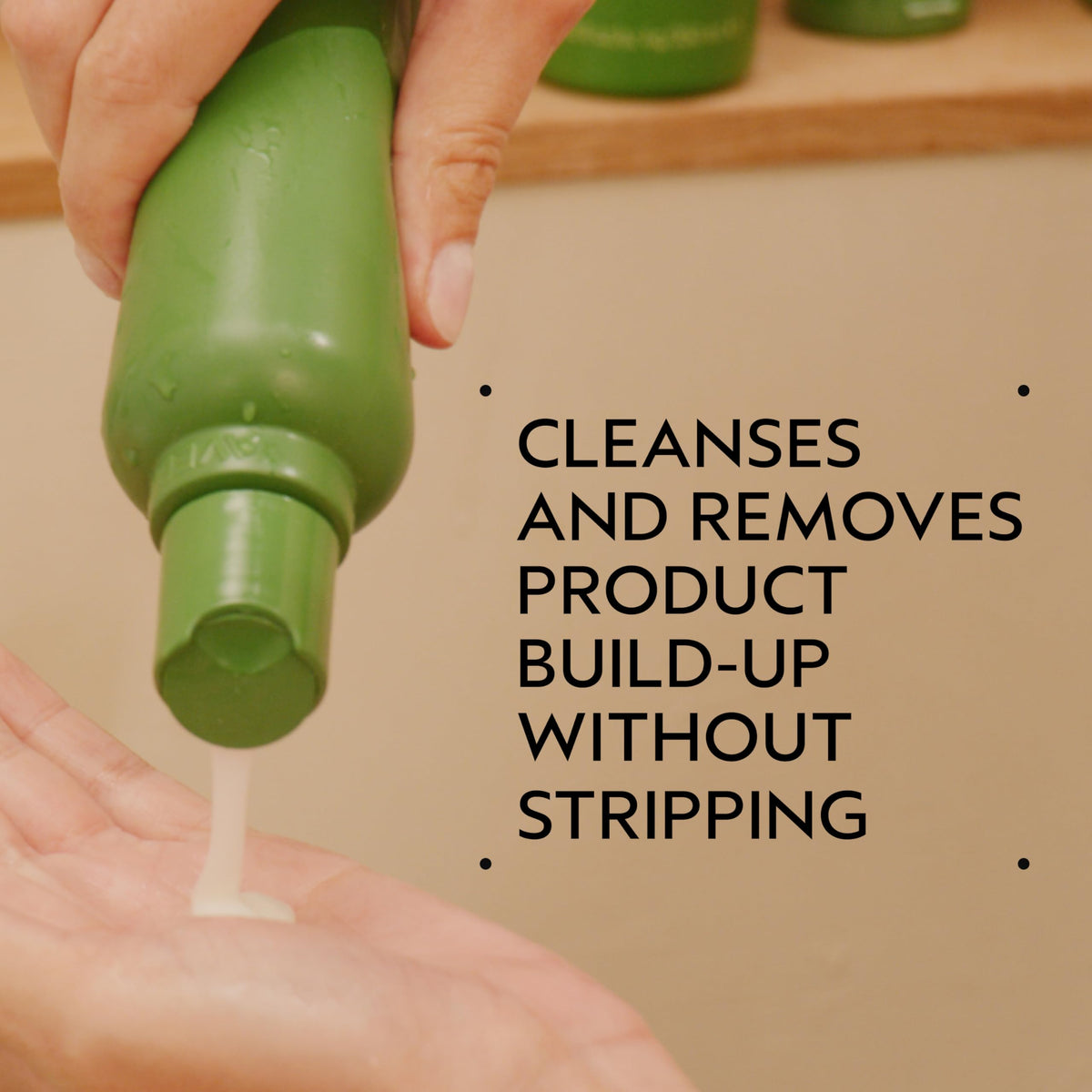 Aveda Be Curly pump dispenser up close for convenient, controlled product use