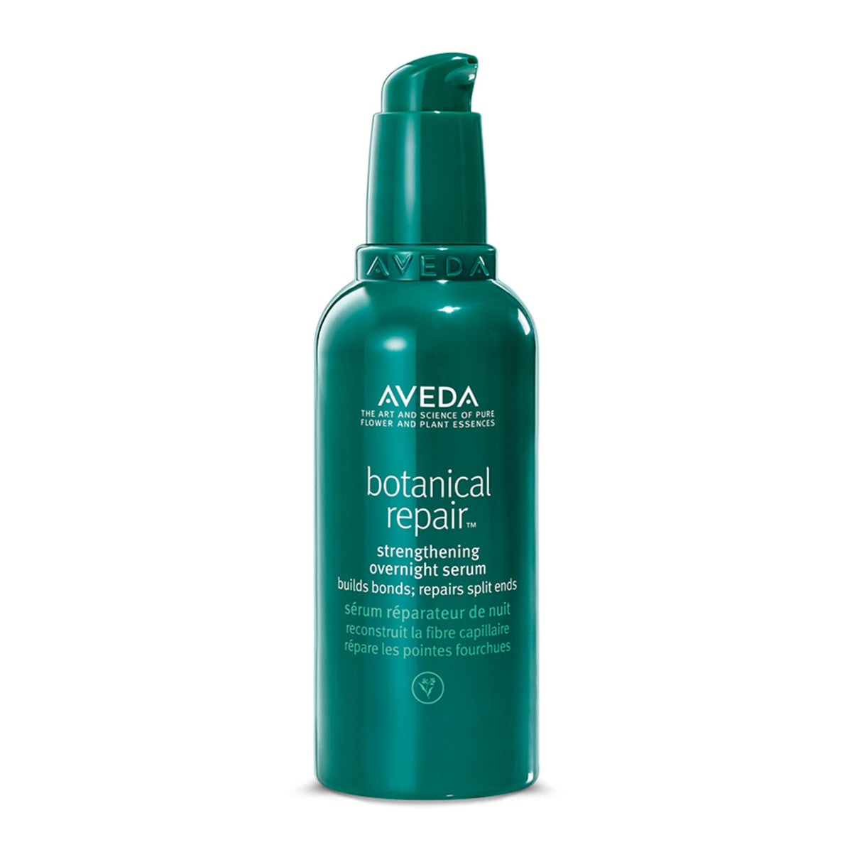 Aveda bottle front view showing sleek packaging and clear label benefit