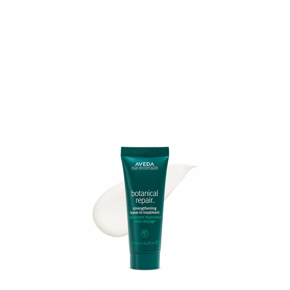 Aveda leave‑in front packaging showing compact travel size and product benefit