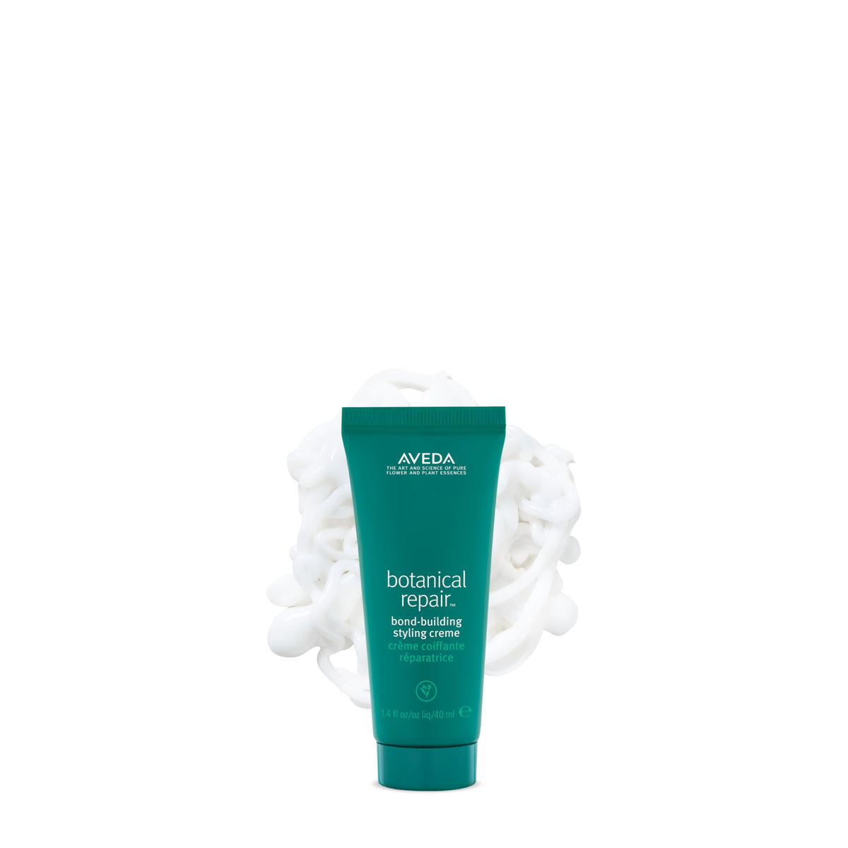 Aveda Botanical Repair front packaging showing tube and branding benefit of protection