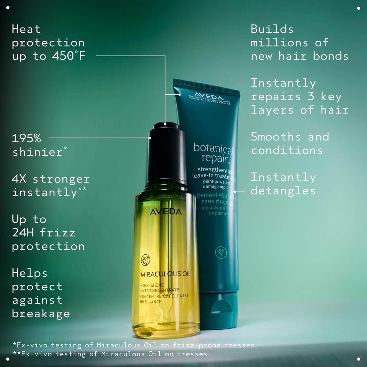 Applying Aveda leave-in to damp hair to detangle and protect