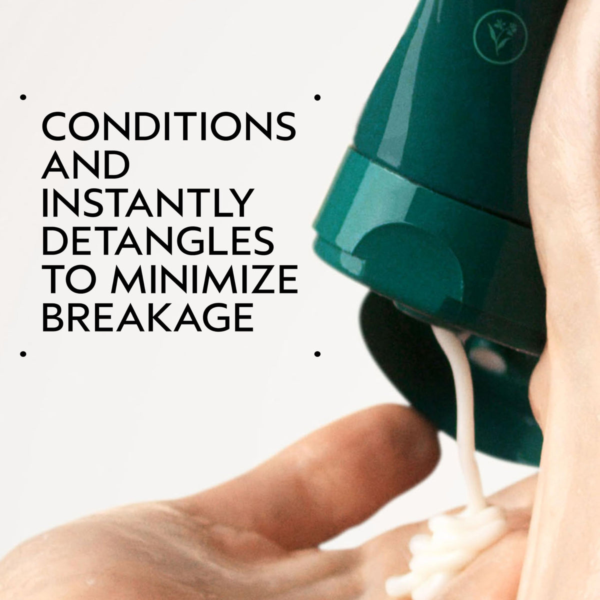 Aveda conditioner pump nozzle close-up highlighting easy dispensing