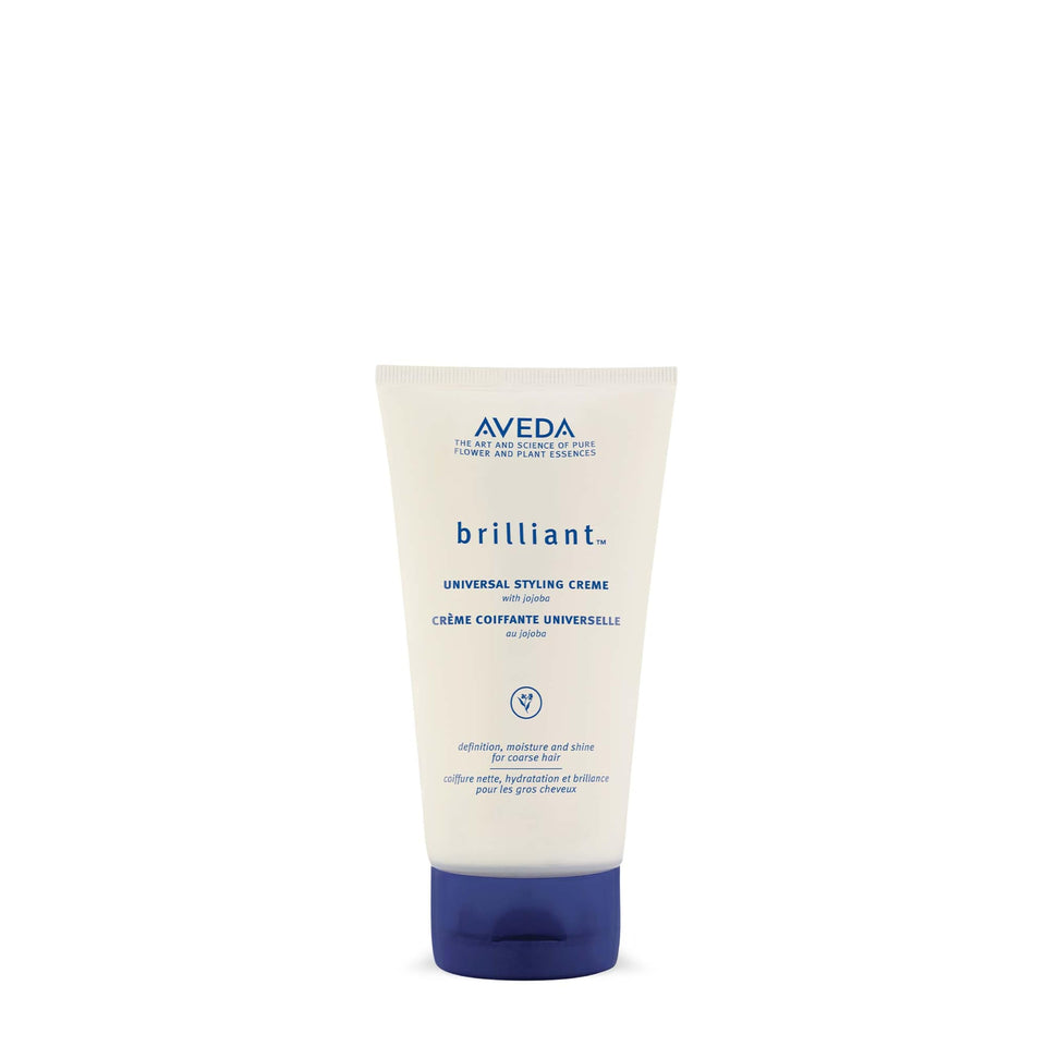 Aveda Brilliant front packaging showing jar and label, highlights natural styling