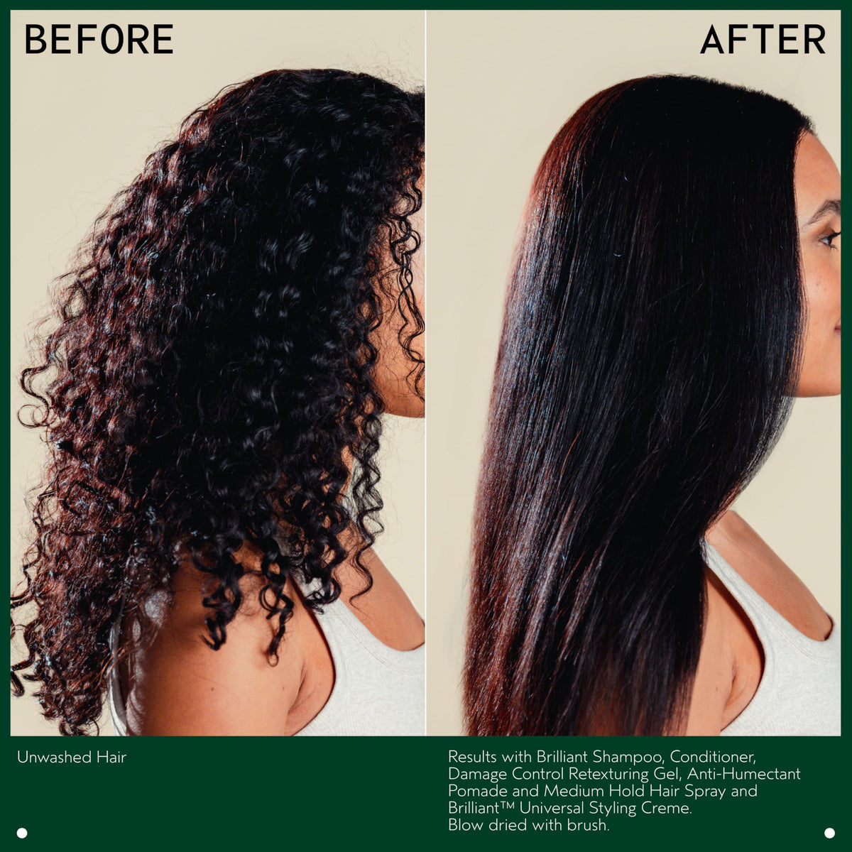 Hands applying Aveda Brilliant creme to hair, demonstrates smooth application