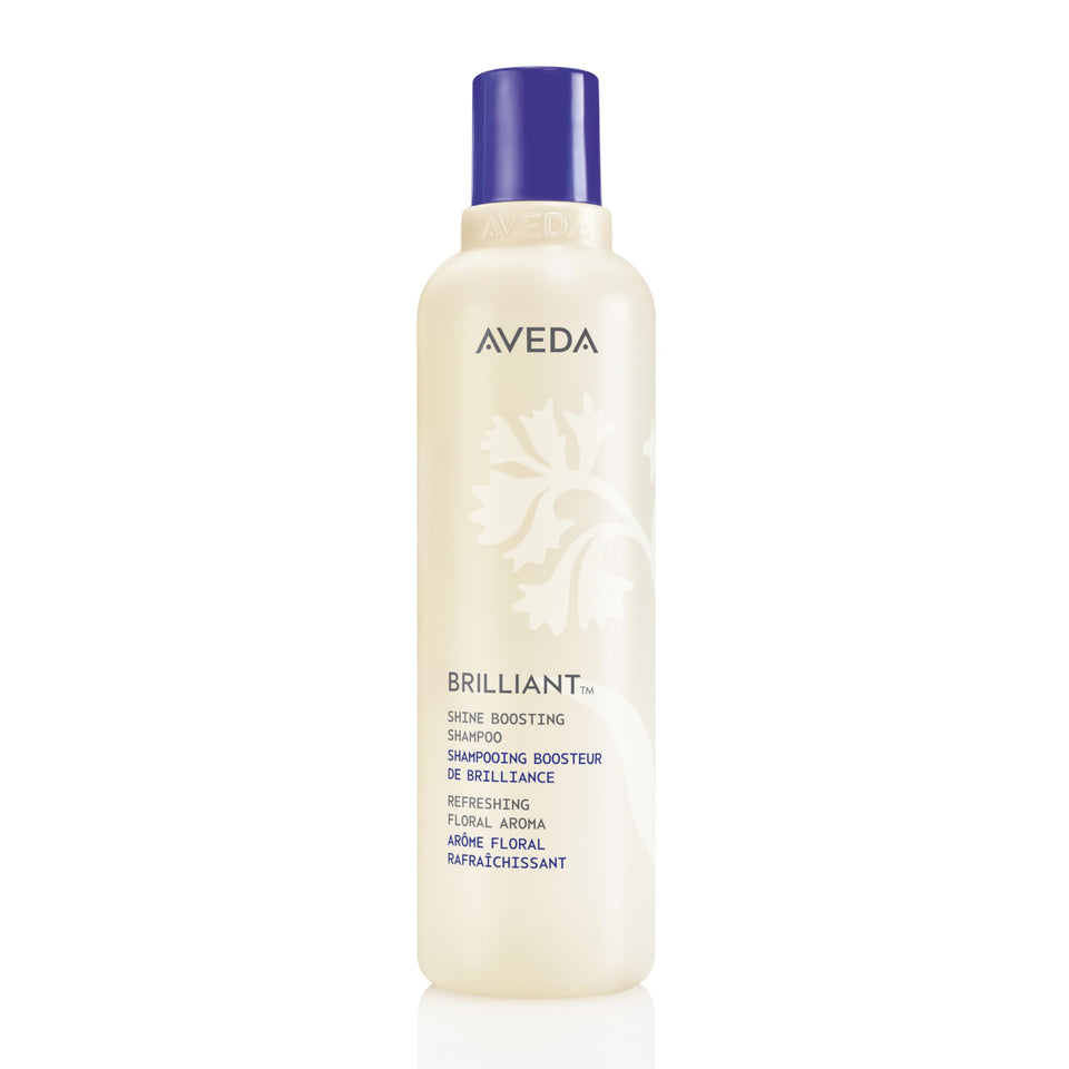 Aveda Brilliant front packaging showing bottle and product name for a clean look
