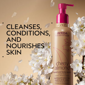 Aveda pump dispensing foam illustrating gentle lather benefit