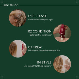 Aveda Color Control Light shampoo held in hand to show 1.7 fl oz travel-friendly size