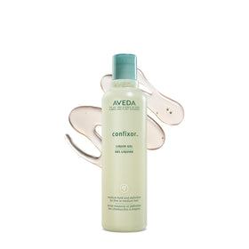 Aveda Confixor front packaging showing bottle and clear gel benefit: lightweight hold