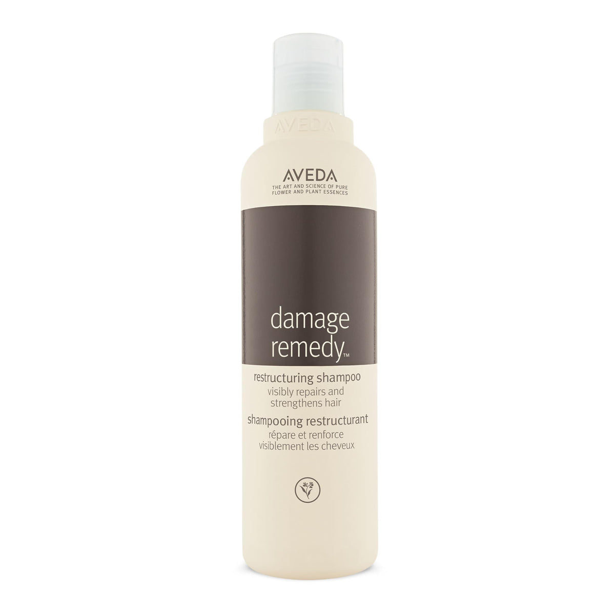 Aveda front bottle showing label and calming design, promotes gentle repair