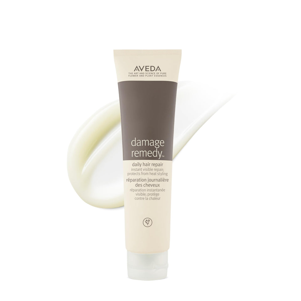 Aveda front packaging showing bottle and label, communicates trusted repair