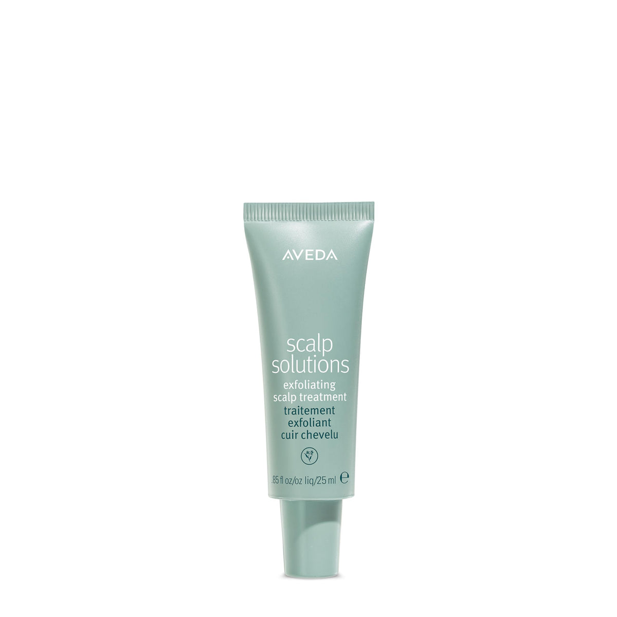Aveda front packaging showing bottle and brand, clarifying scalp benefits