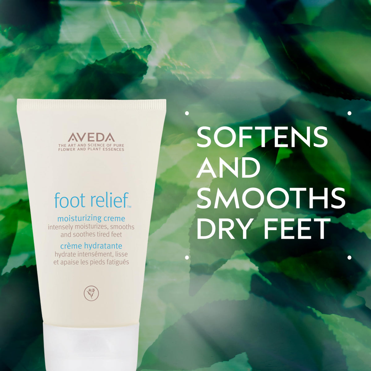 Aveda foot relief texture closeup highlighting rich cream consistency for intense hydration