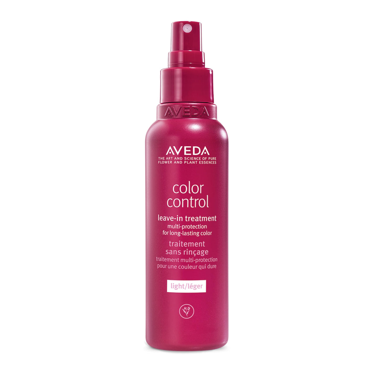 Aveda front packaging showing bottle and calming design for color protection