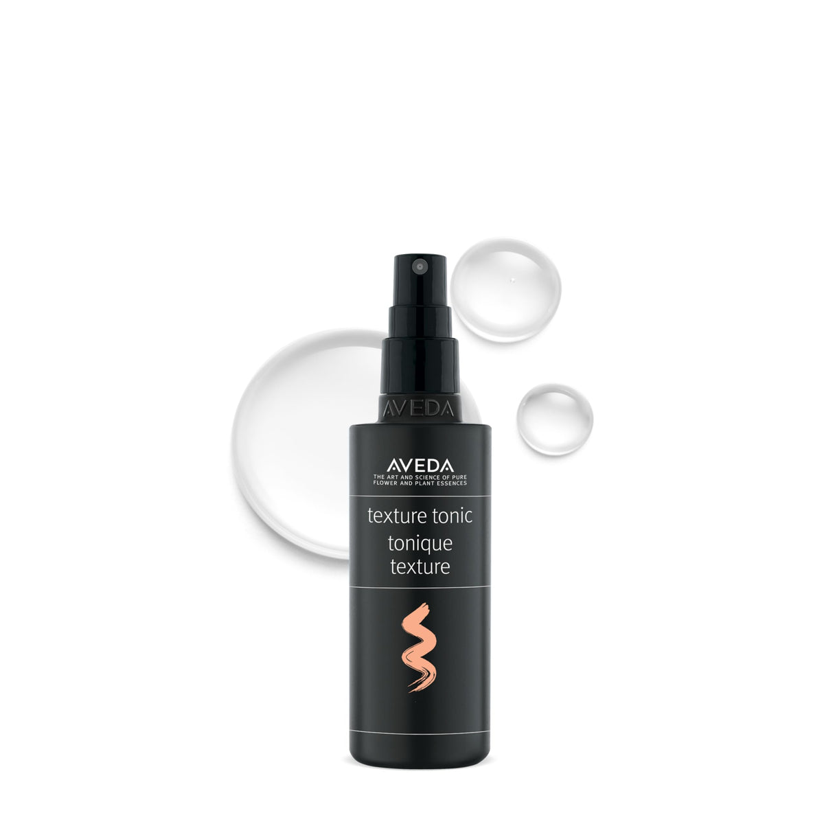 Aveda front packaging showing Texture Tonic bottle and branding benefit