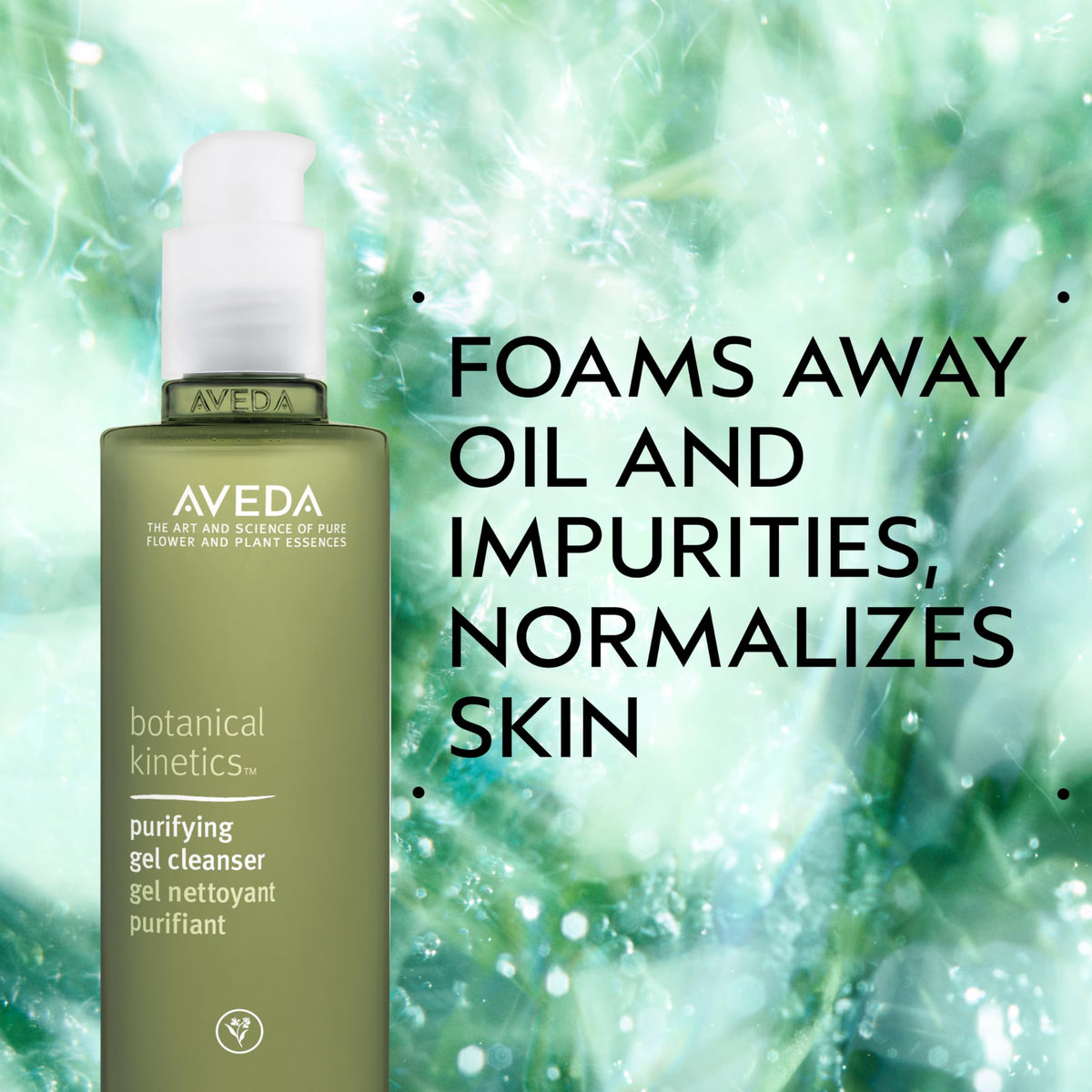 Aveda label close-up on pump highlighting product details and ingredient clarity