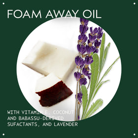 Aveda gel texture on hand showing lightweight foam and easy rinsing benefit