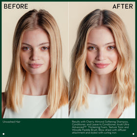Aveda textured beachy waves on model demonstrating natural movement benefit