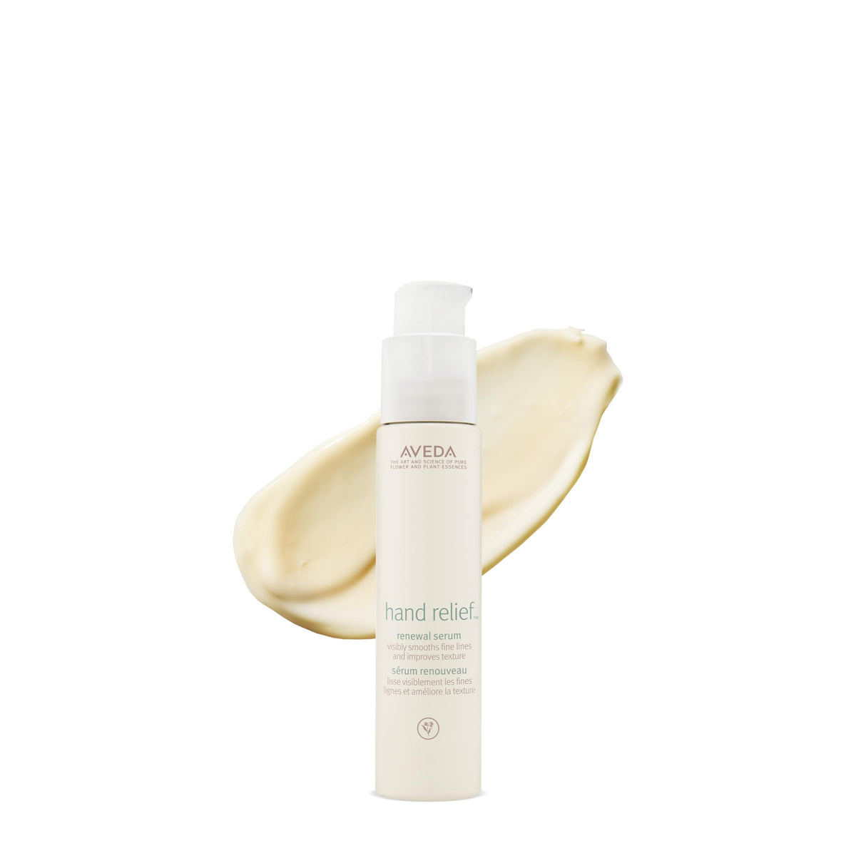 Aveda hand relief renewal serum front packaging showing bottle and label benefits