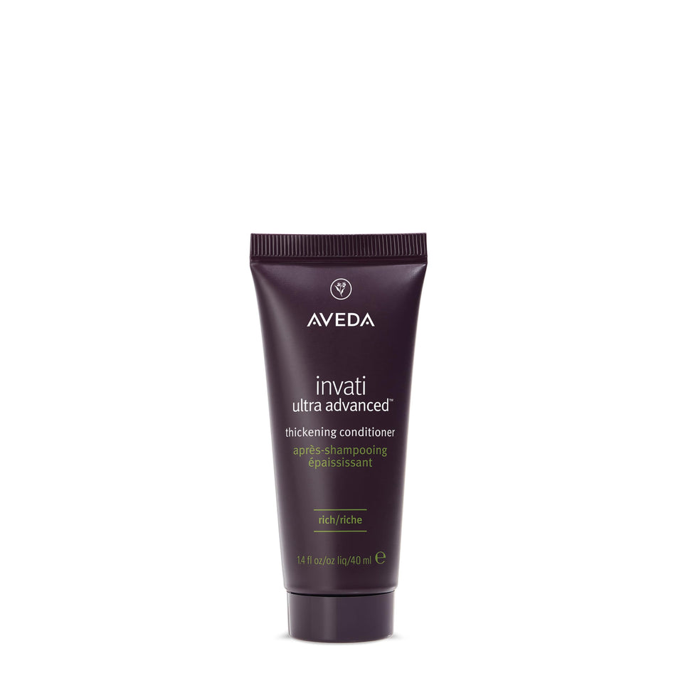 Aveda Invati Ultra Rich front packaging showing bottle and label benefit