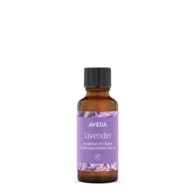 Aveda front packaging showing bottle and calming lavender scent benefit
