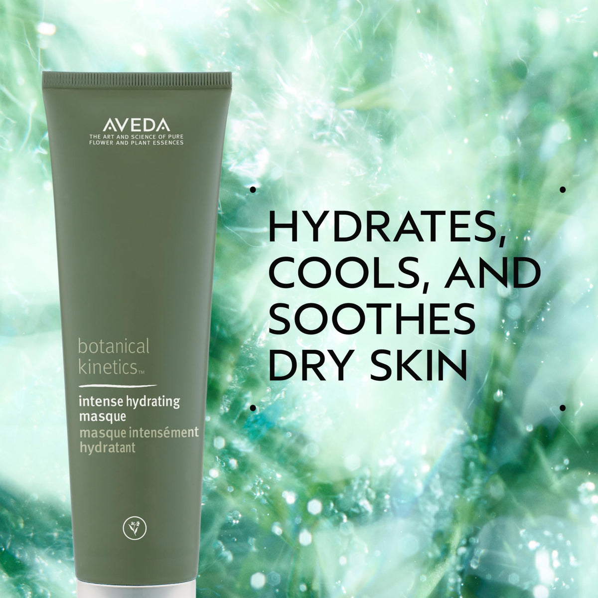 Aveda masque texture closeup gel highlighting cooling, lightweight hydration benefit