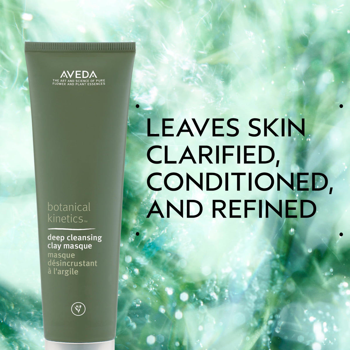 Aveda clay masque texture closeup highlighting creamy clay and absorbency