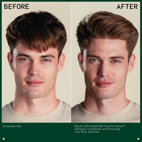 Aveda Men before and after textured hair comparison, brand visible results
