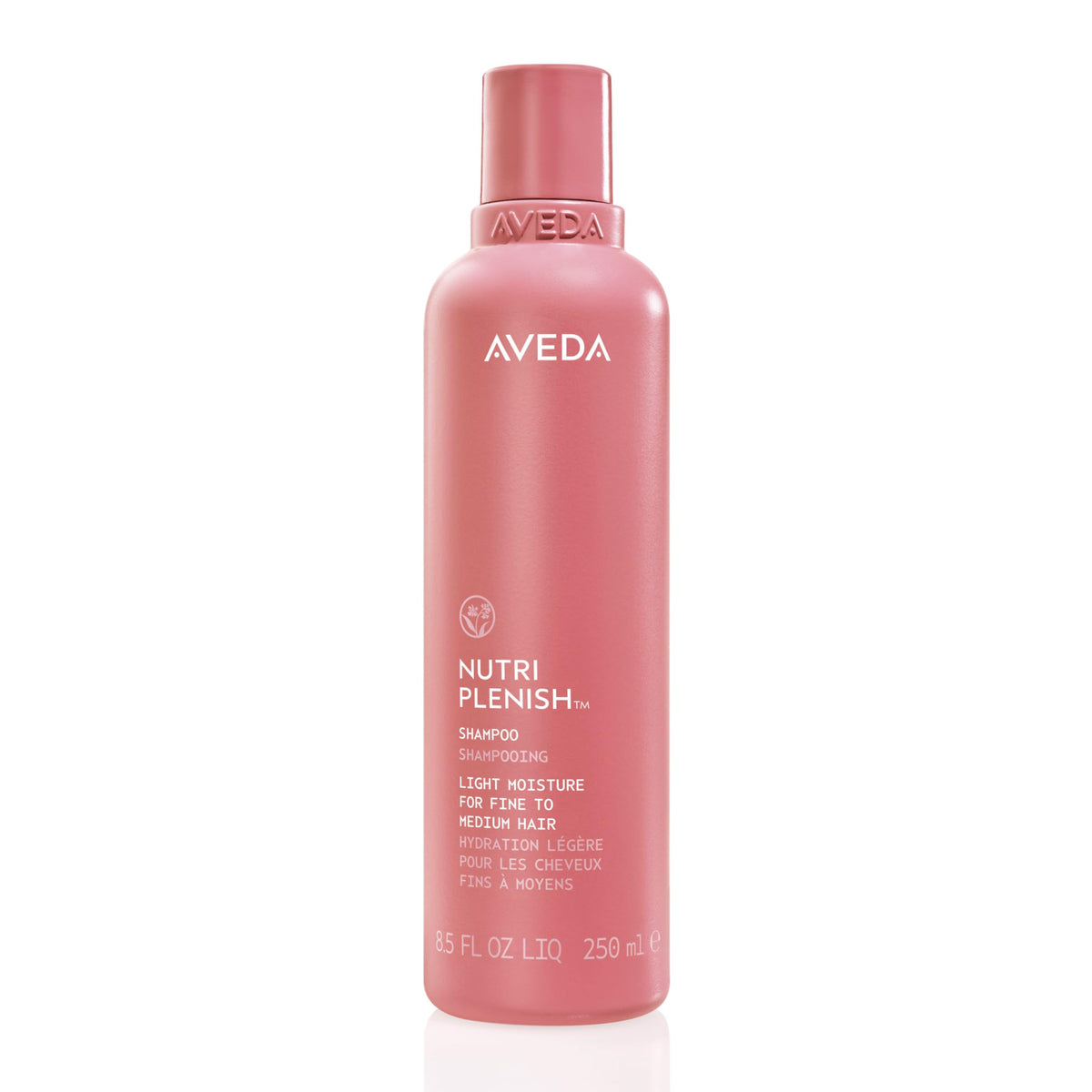 Aveda bottle front view showing packaging and lightweight formula benefits