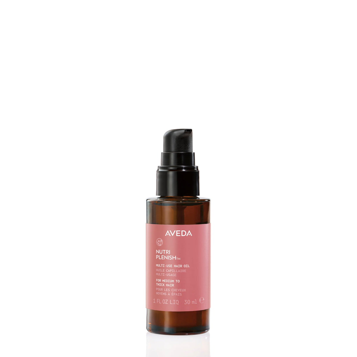 Aveda Nutriplenish front packaging showing bottle and label, clear product identity and benefit